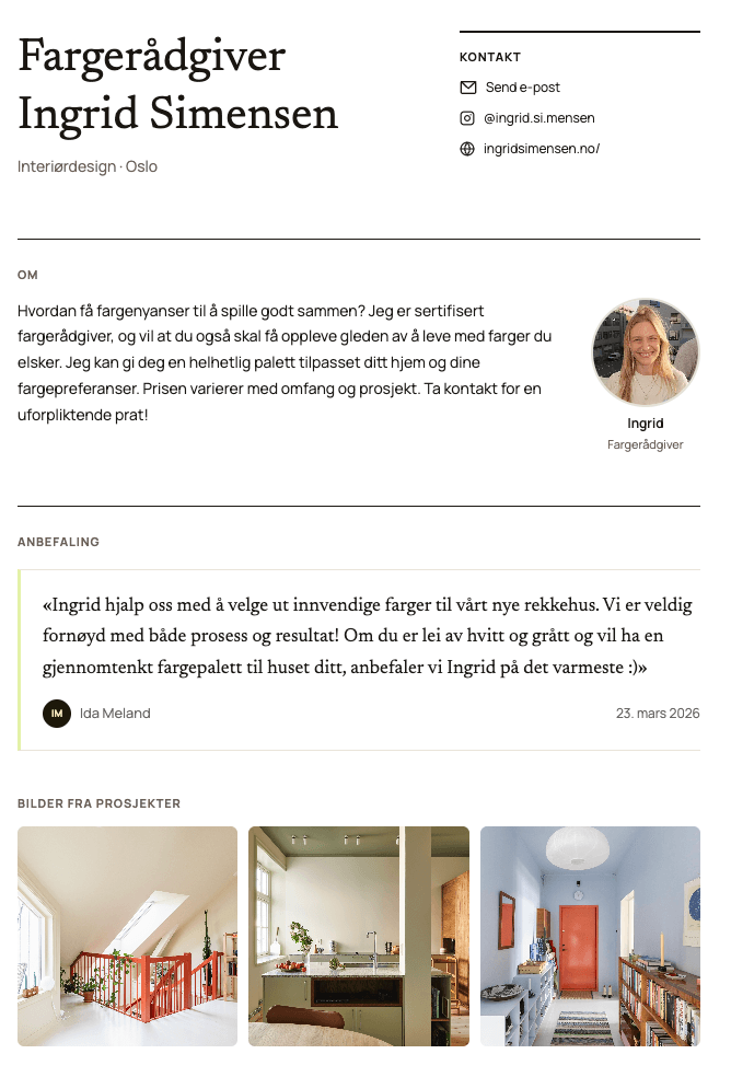 Eksempel på Pluss-profil – Ingrid Simensen